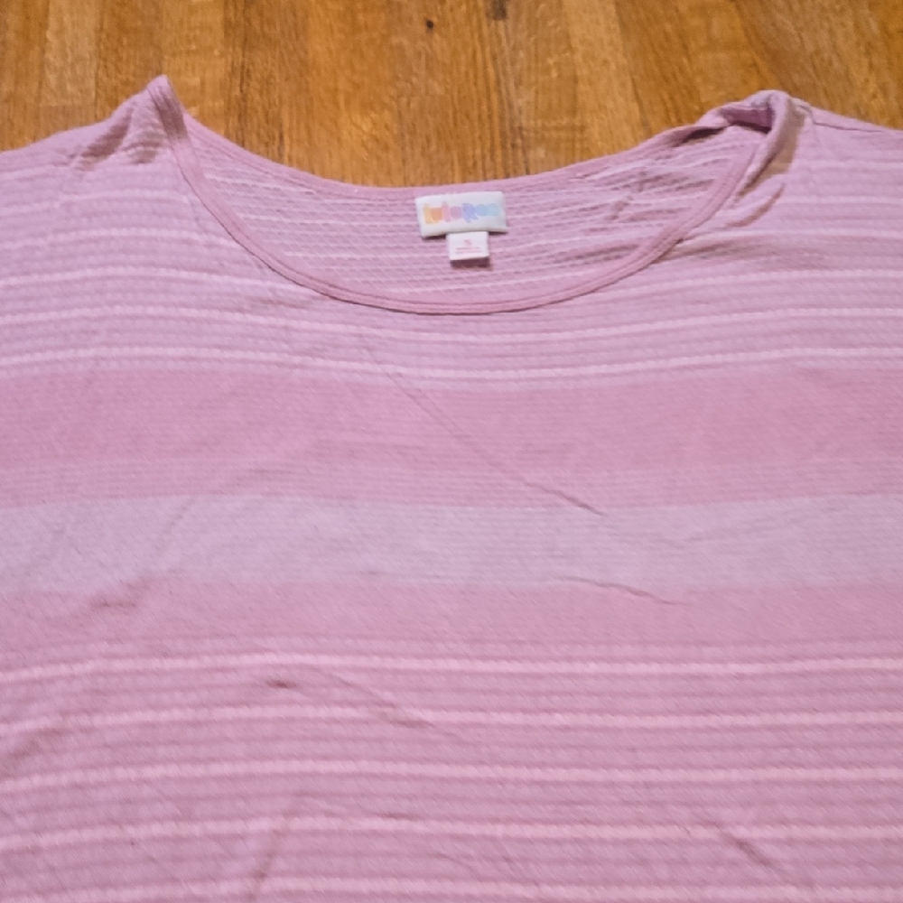 LuLaRoe Women Small Irma Pink Textured Stripe Hi-Lo Stretch Oversized‎ Tunic - Picture 3 of 7